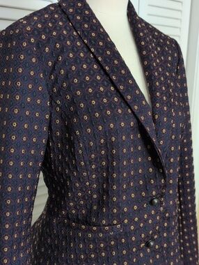 Free People, Textured, Purple Patterned Tailored Blazer, Size M